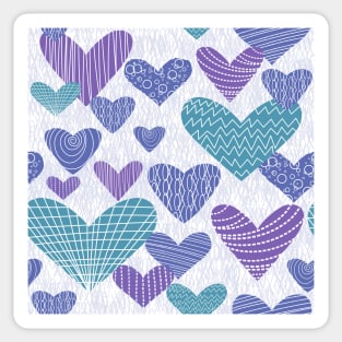 Pantone 2022 hearts in periwinkle, teal and lavender Sticker